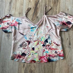 Aritzia off shoulder small silk blouse